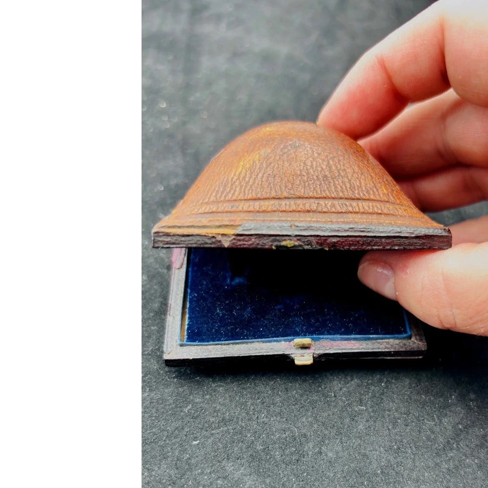 Antique S.H. & D. Gass London Victorian Leather Jewelry Box Regent Street Blue